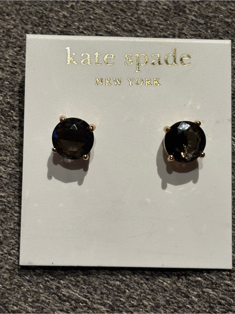 kate spade Gold-Setting Black Crystal Stud Earrings